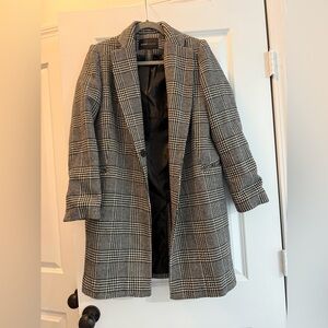 Moda International Black and White Plaid Coat